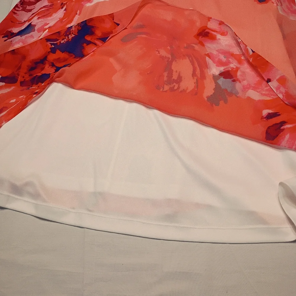 #1060 Calvin Klein Coral Floral Sleeveless A-Line Dress - Picture 6 of 6